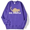Ew People Lustiges Erbrechen-Katzen-Druck-Sweatshirt für Männer Fi Crewneck Hoodie Einfacher Oversize-Pullover Lässige warme Sportbekleidung 88XG #