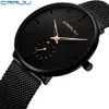 Crrju Top marque de luxe montre à Quartz hommes décontracté noir japon montre à quartz en acier inoxydable visage ultra mince horloge mâle Relogio New271r