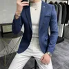 Heren Hertenleer Fleece Jas Pak Jas Blazer Heren Zakelijk Vrije tijd Slim Fit Merk Mode Hoge kwaliteit Enkele Knop Pak Jas 240313