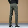 新しい秋の冬の男子カジュアルパンツブシンストレート厚いストレッチズボンの男性ブランド服グリーンブラックグレー04mw＃