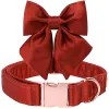 Collari Zampe dallo stile unico Collare per cani in seta rossa Collare per cuccioli con papillon Collare per cani regolabile Regalo per animali domestici per piccole, medie e grandi dimensioni