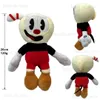 Pluszowe lalki 25 cm Puchar Pluszowa zabawka Mugman Pani Chalice Ghost King Dice Cagney Carnanntion Puphead Plush Dolls Toys For Children Prezenty T240325