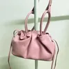 Axelväskor koreanska avslappnade flödeserier liten för kvinnor lyxiga designer handväskor purses 2024 i pu ruffles ruched topphandtag