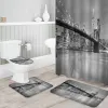 Rideaux New York City Night Shower Curtain Toilet Soupt Cover Set WC Accessoires Mat de salle de bain Décor de salle de bain Curtains