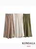Jupes KONDALA Vintage Satin Solide Longues Femmes Taille Haute Élastique Soyeux Mode 2024 Printemps Élégant Droit