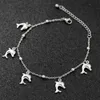 Anklets 1 stainless steel shell star dolphin ankle bracelet silver ocean hanging chain ankle bracelet womens summer beach barefoot sandals jewelryC24326