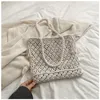 straw bag Spring Hollow woven bag Pearl Chain shoulder bags Summer flower tote women bag handbags totes woman crossbody letter clutch woven purses