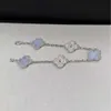 Brand charm V Gold High Edition Van Lucky Four Leaf Grass Diamond Bracelet for Female Double sided Natural Purple Chalcedony Crystal Fritillaria With logo