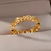 Cluster Rings Round Coin For Women Men Gold Color Stainless Steel Ring 2024 Trend Wedding Aesthetic Jewerly Anillos Mujer
