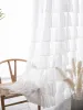 Gardiner franska mode fast vit ogenomskinlig spets gardin prinsessa flerskikt romantiska ruffles fönster draperi för flickans sovrum deco tyg