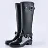 Punk Style Zipper Tall Boots Womens Pure Color Rain Boots Outdoor Rubber Water shoes For Female 36-41 Plus size 240309