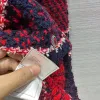 2024 herbst/Winter Neue frauen Oansatz Rot Navy Blau Kontrast Streifen einreiher Tasche Gestrickte frauen Strickjacke