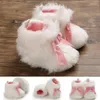 Boots Baby Shoes Booties Pure White Infant Toddler Solid Pink Bow Prewalker Soft Sole Winter Keep Warm Fur Indoor For Girl Boy