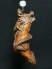 Sculptures YIZHU CULTUER ART buis chinois sculpté à la main Loong Dragon Figure statue netsuke décoration cadeau Collection H 7.4 CM