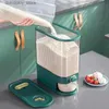 Food Jars Canisters Automatic plastic grain dispenser storage box measurement cup kitchen food can rice container oral dispenser rain storage tankL24326