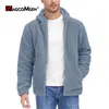 magcomsen Winter Men's Hoodies Zip Up Fuzzy Sherpa Lined Fleece Hooded Sweatshirt 2 Pockets Warm Heavy Thick Jacket P9s8#