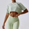 Traje de yoga Lu Align camiseta para mujer desgaste activo mujeres sueltas verano manga corta al aire libre casual todo partido fitness tops gimnasio jogger gry l otklp