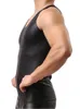 S-5XL Débardeur à manches Faux PU Cuir Hommes Vêtements de musculation Chemise musculaire Fitn Tops Serré Sexy Hot Shapers Tanktop Body 58H8 #