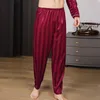три цвета мужских пижамных штанов из ледяного шелка, летняя полосатая одежда для сна, повседневные домашние брюки больших размеров, брюки p5Cz #