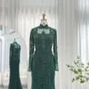 Emerald Sharon Green Dubai Muslim Said Evening Dresses Long Sleeves 2024 Rose Gold Sier Gray Wedding Party Gowns Ss153