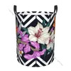 Laundry Bags Basket Storage Bag Foldable Tropical Leaves And Flowers On Geometric Dirty Clothes Sundries Hamper Home Supplies