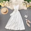 Costumi da bagno da donna Abito in chiffon bianco dolce e bellissimo abito lungo estivo appeso abito da spiaggia per le vacanze al mare 240326