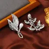 Brooches Morkopela Vintage Enamel Leaves For Clothes Woman Man Rhinestone Flower Pin Accessories