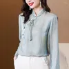 Damesblouses Shirts Overhemd Lente Vintage Knoop Jacquard Chic Beautif Drop Levering Kleding Kleding Otk90 Otf2T