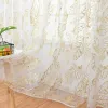 Gardiner 100x200 cm Elegant Feather Gold Stamping Tulle Curtain Modern vardagsrum Drap Sheer Yarn Window Gardiner Transparent gardin D30