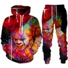 2023 Autumn Winter Men's Hoodies Tracksuit Set Horror Movie Clown 3D Print Fi Hoodie Pants Suit Funny Unisex Pullover Set J5GJ#