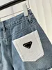 مصمم شورت للسيدات 2024 جينز جديد مثلث نمط الجيب جيب الدنيم عالية الخصر شارع سراويل قصيرة