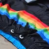 hot Sell Mens Holiday Rainbow Striped Beach Short Pants Man Drawstring Casual Shorts with Pocket Male Training Jogger Sweatpants D43P#