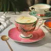 Filiżanki spodki Brytyjska wysokiej klasy kostna porcelanowa filiżanka kawy i talerz europejski w stylu pasterskim herbaciarnia kubki na wzór motyla