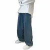 Pantalones de carga de pierna ancha 2023 Streetwear Baggy Jeans New Spring Otoño Hombres Coreanos Fi Loose Straight Male Brand Ropa Negro t6mx #