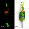 1pc,25.5cm/10in,Glass Bong With 420 Pattern,Glow In Dark,Borosilicate Glass Water Pipe With One Percolator,Nectar Collector Glass Colorful NC Kit,Smoking Accessaries