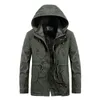 Giacca da uomo esterna cappuccio staccabile Casaul Cappotto Autunno Inverno Giacca militare da uomo Parka con cappuccio foderato in pile Addensare cappotto caldo H7J6 #