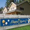 Accessories Happy Birthday Banners and Signs Blue Gold 30 40 50 Happy Birthday Banner Decor for Home Hanging Flag for Adults Favors Decor