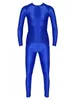 T-shirt da uomo girocollo manica lunga con leggings luccicanti Set abbigliamento tinta unita lucido elastico Sport Yoga abiti in due pezzi n06E #