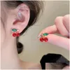 Boucles d'oreilles en verre strass doux cerise fruits pour femmes fille exquise polyvalente accessoires de mode livraison directe bijoux Otlaq