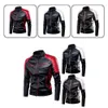 Mäns Winter Pu Jacket Motorcykel Vattentät coola Ctrast Colors Classic Biker Läderjacka Aviator Motor Autumn Coat M27Q#