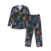 retro Paisley Print Pajamas Male Colorful Floral Warm Sleep Sleepwear Autumn 2 Piece Casual Oversized Pattern Pajamas Set c3QJ#