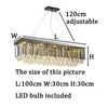 Rectangle pendant light modern crystal chandelier hanging lamp for kitchen island dining room decor