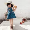 2023 Summer Children Denim Set Brodery Baby Romper Sister Brother Match Clothes Girls Dresses Korean Style 240325