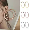 Hoop Huggie DoreenBeads 4-6 cm Femmes Bague Boucles D'oreilles Accessoires Quotidiens Couleur Unie Ronde Or Rose Boucles D'oreilles Cadeau D'anniversaire Sensible 24326