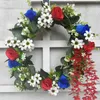 Dekorativa blommor Alla hjärtans dag krans med ljus amerikansk 4 juli oberoende simulering Garland dörrdekoration steg