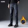 Kubro Automne Hiver Chaud Polaire Stretch Jeans Hommes 2023 Fi Qualité Nouveau Busin Denim Pantalon Droit Flocage Laine Pantalon Y81q #