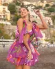 Damenbadebekleidung 2024 Eleganter 3-teiliger Frauen-Badeanzug mit Rock Hohe Taille Vertuschung Weibliche Röcke Mode bedrucktes Kleid Beachwear