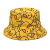 Bucket Hats Summer Sun Hat Mens Bucket Hat Cotton Bob Panama Girl Beach Travel Outdoor Reversible Yellow Duck Fisherman HatC24326