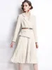 Long Dress Belt Patchwork Blazer Dres Elegant Office Ladies Sleeve notched Female Autumn Midi Vestido 240322