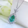 PANSYSEN 925 argent Sterling poire coupe Paraiba Tourmaline simulé diamant anniversaire pendentif collier bijoux fins 240305